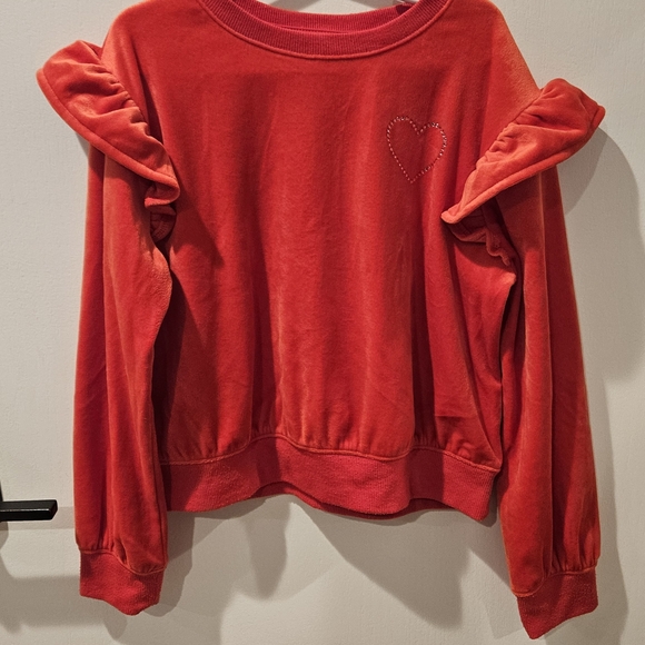 Cat & Jack Red Ruffle Heart Sweater - Picture 1 of 4